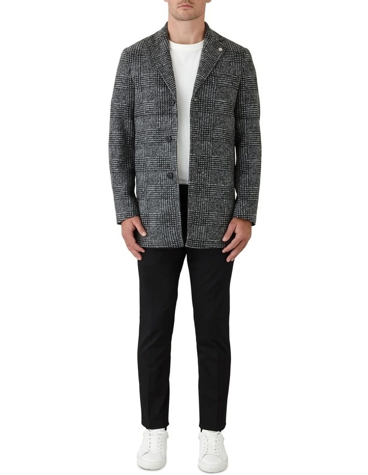 Gibson Mercury Slim Fit Overcoat In Black/White - Image 6
