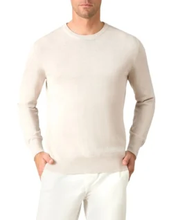 Barnett Silk Cotton Crew In Cream