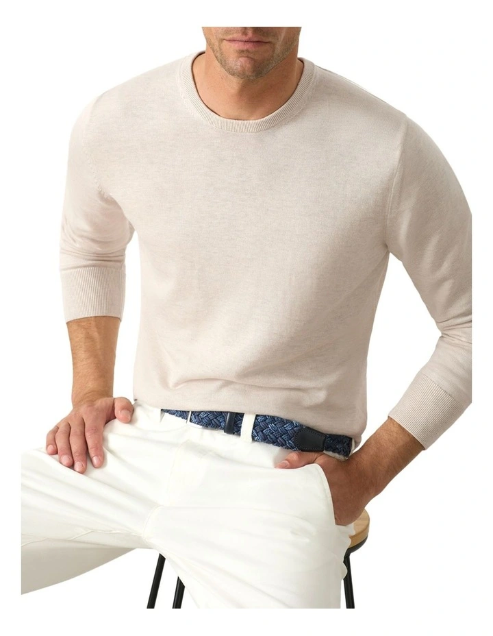 Barnett Silk Cotton Crew In Cream - Image 2