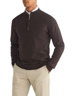 Van Heusen 1/3 Zip Sweater In Brown