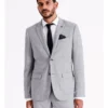 Tailored Windowpane Suit Jacket In Grey