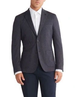 Calvin Klein X Slim Herringbone Knit Blazer In Navy