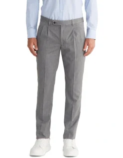 Calvin Klein Slim 2 Pleat Trouser In Grey