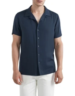 French Connection Viscose Camp Collar Classic Fit Shirt