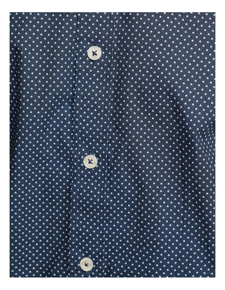 Oxford Kenton Printed Cotton Shirt In Navy - Image 6