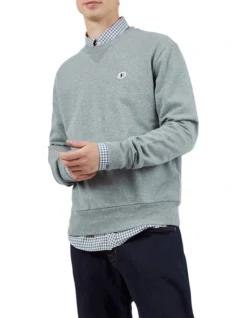 Ben Sherman B Logo Crew Sweat Top In Grey