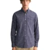 Gant Gingham Twill Long Sleeve Shirt In Evening Blue