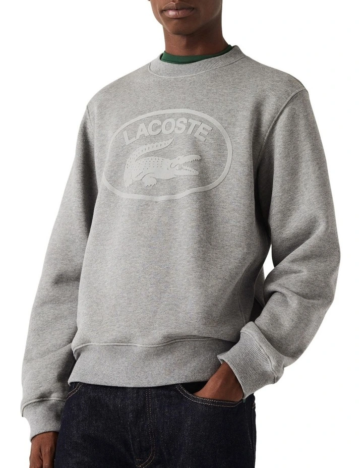 Lacoste Originals Relax Fit Sweat Top In Grey - Image 3