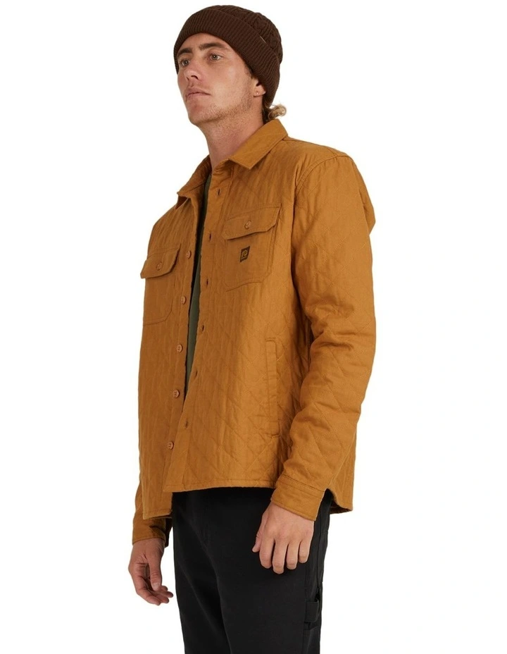 Quiksilver Ambient Long Sleeve Quilted Overshirt In Brown - Image 3