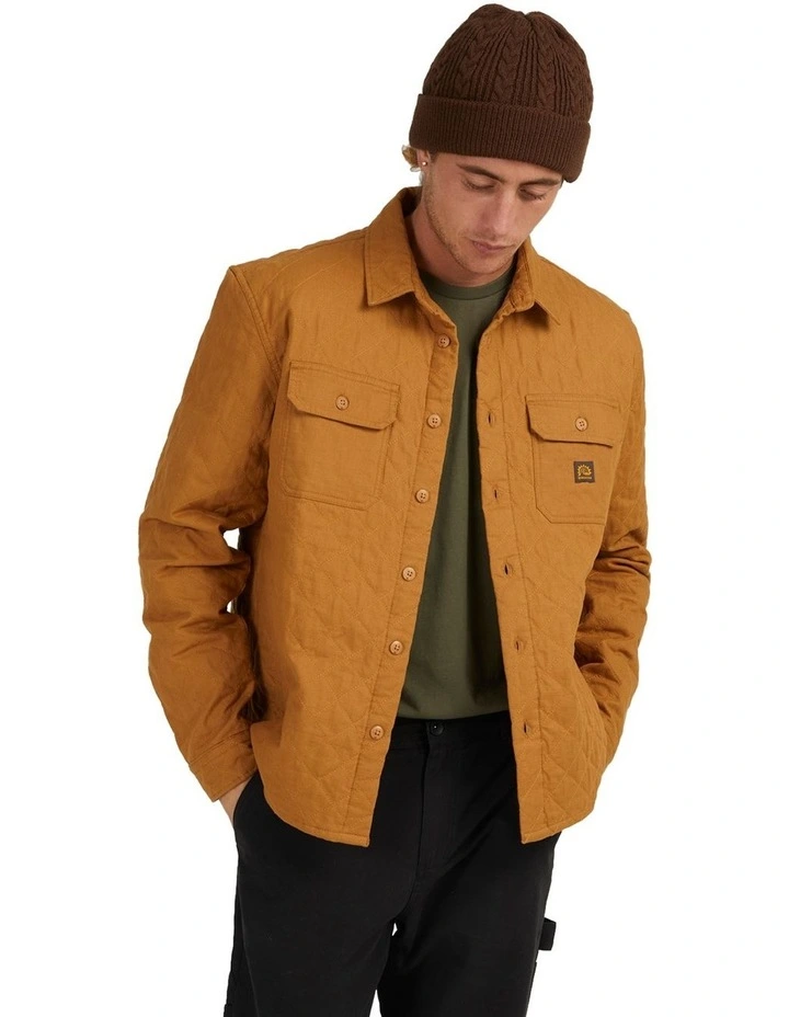 Quiksilver Ambient Long Sleeve Quilted Overshirt In Brown - Image 4
