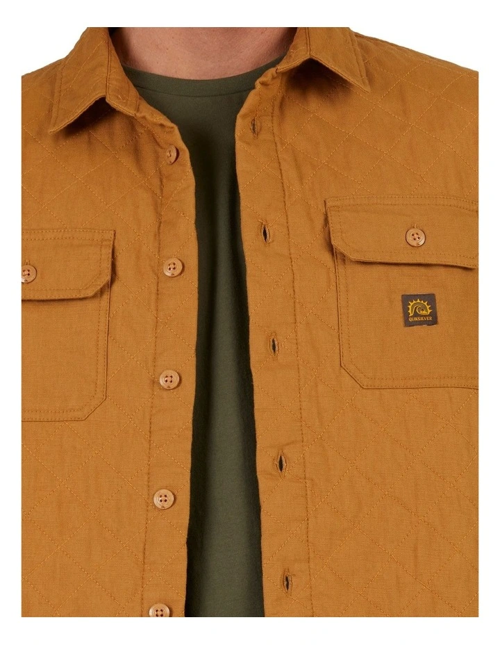 Quiksilver Ambient Long Sleeve Quilted Overshirt In Brown - Image 5