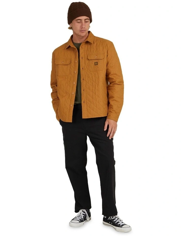 Quiksilver Ambient Long Sleeve Quilted Overshirt In Brown - Image 6