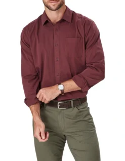 Authentic Twill Long Sleeve Shirt In Wine