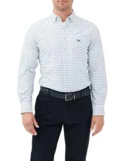 Gunn Check Oxford 3 Long Sleeve Sports Fit Shirt In Ink
