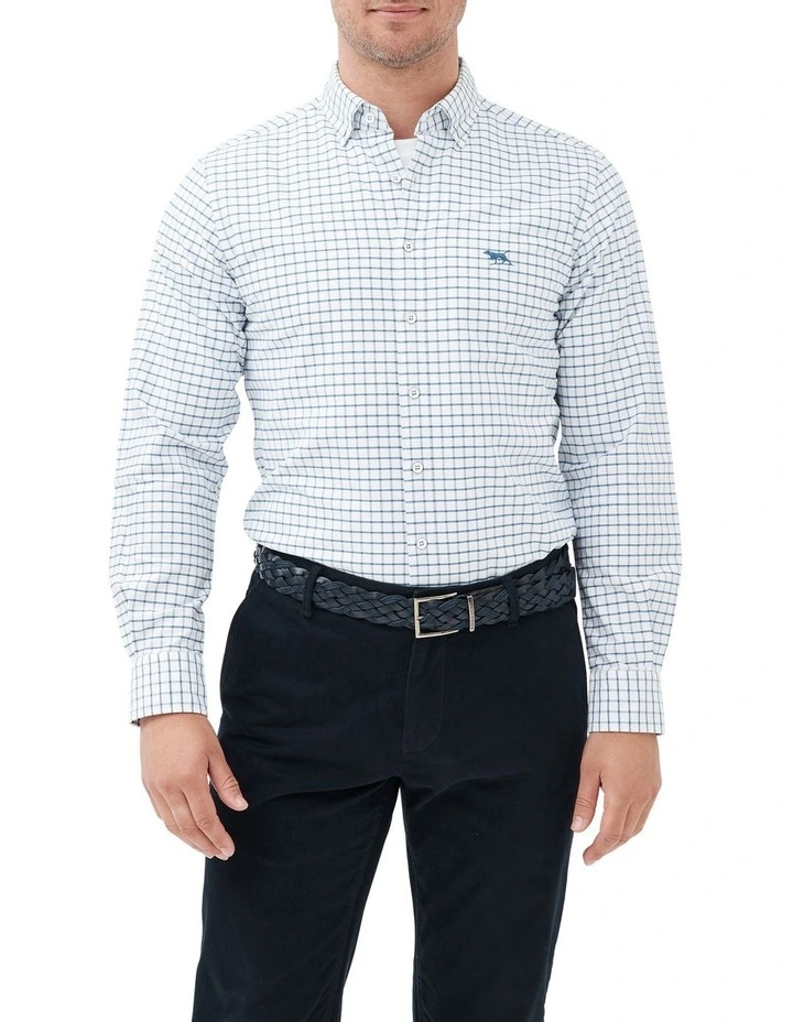 Gunn Check Oxford 3 Long Sleeve Sports Fit Shirt In Ink