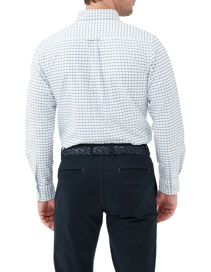Gunn Check Oxford 3 Long Sleeve Sports Fit Shirt In Ink - Image 3