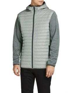 Jack & Jones Multi Quilted Jacket In Ghost Gray