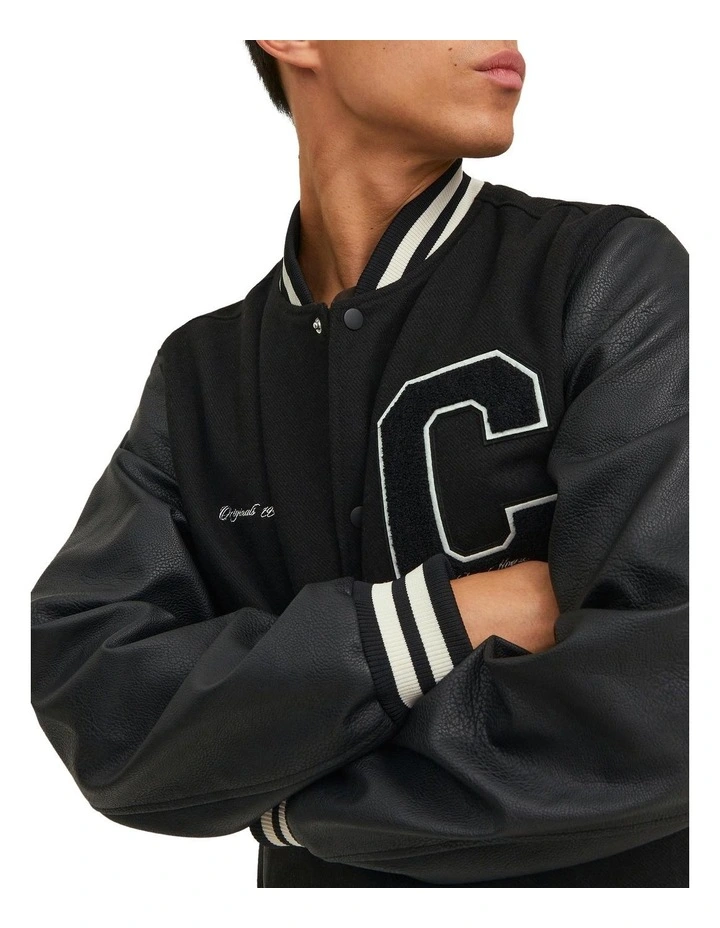 Jack & Jones College Bomber Jacket In Black - Image 3