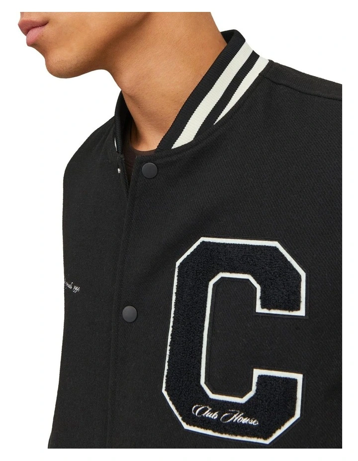 Jack & Jones College Bomber Jacket In Black - Image 4