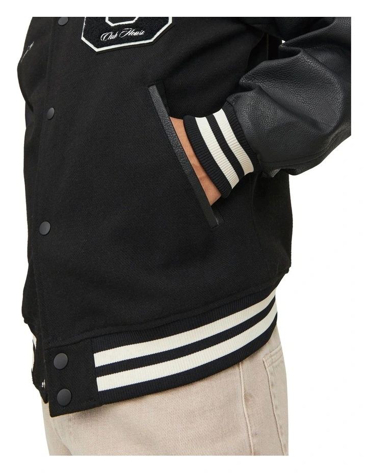 Jack & Jones College Bomber Jacket In Black - Image 5