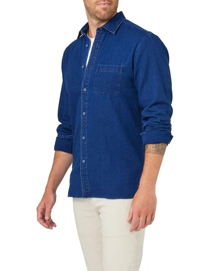Reuben Long Sleeve Denim Shirt Denim - Image 3