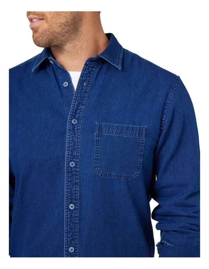 Reuben Long Sleeve Denim Shirt Denim - Image 4