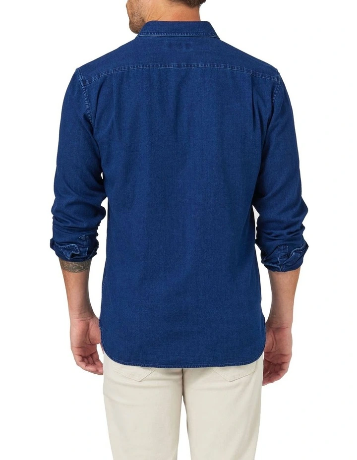 Reuben Long Sleeve Denim Shirt Denim - Image 5