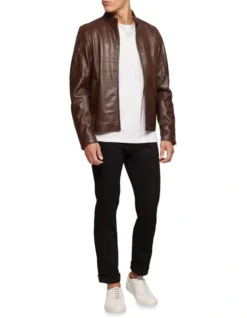 Oxford Carlo Leather Jacket In Brown