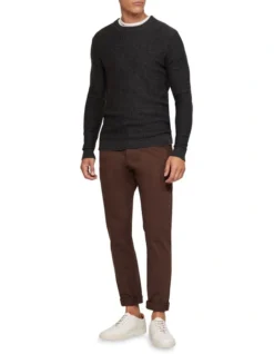 Oxford Leon Crew Neck Wool Rich Pullover In Grey