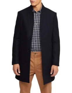 Oxford Austin Wool Rich Overcoat In Blue