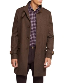 Oxford Roger Wool Rich Overcoat In Brown