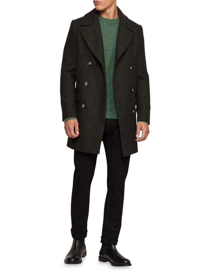 Oxford Mason Wool Rich Twill Overcoat In Green