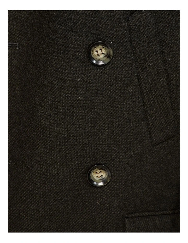 Oxford Mason Wool Rich Twill Overcoat In Green - Image 6