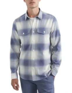 French Connection Blue Check Classic Fit Shirt In Blue