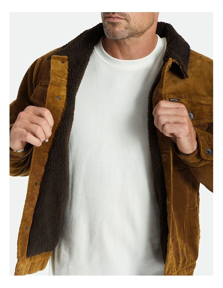 Brixton Cable Trucker Jacket In Brown - Image 2