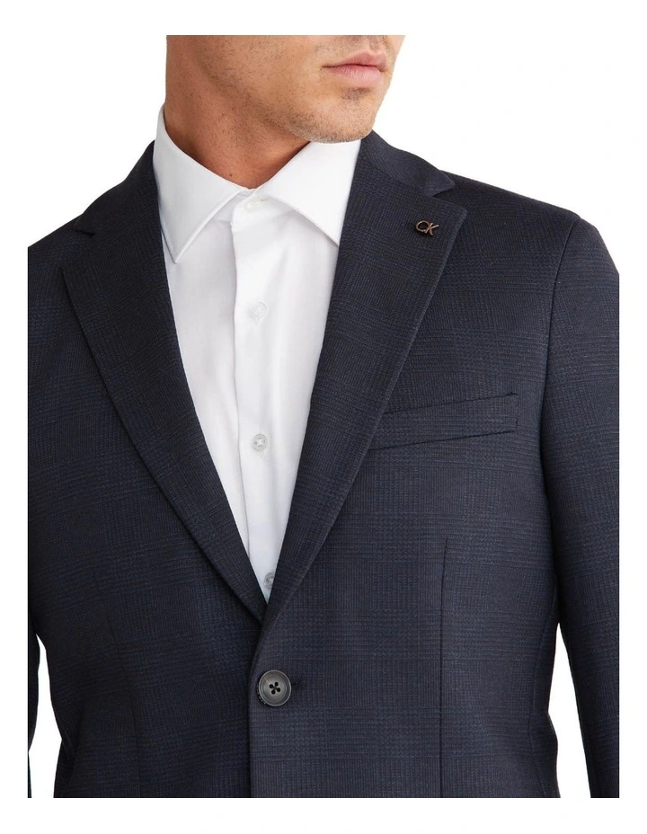 Calvin Klein X Slim Large Check Knit Blazer In Navy - Image 4