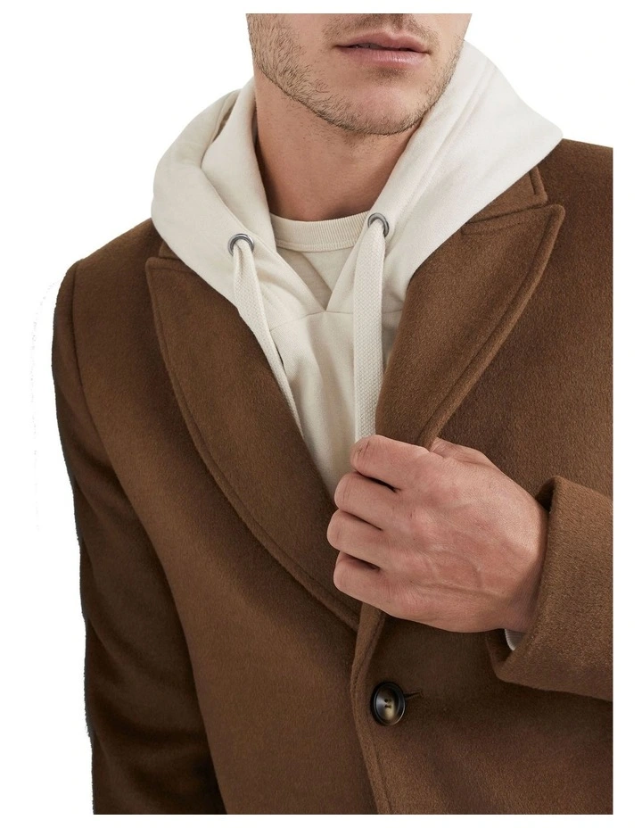 French Connection Classic Wool Coat In Brown - Image 4