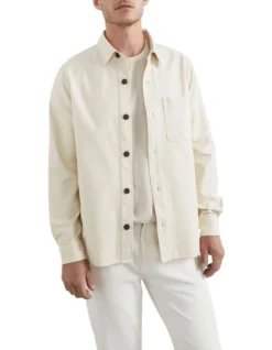 French Connection Classic Overshirt In Cream