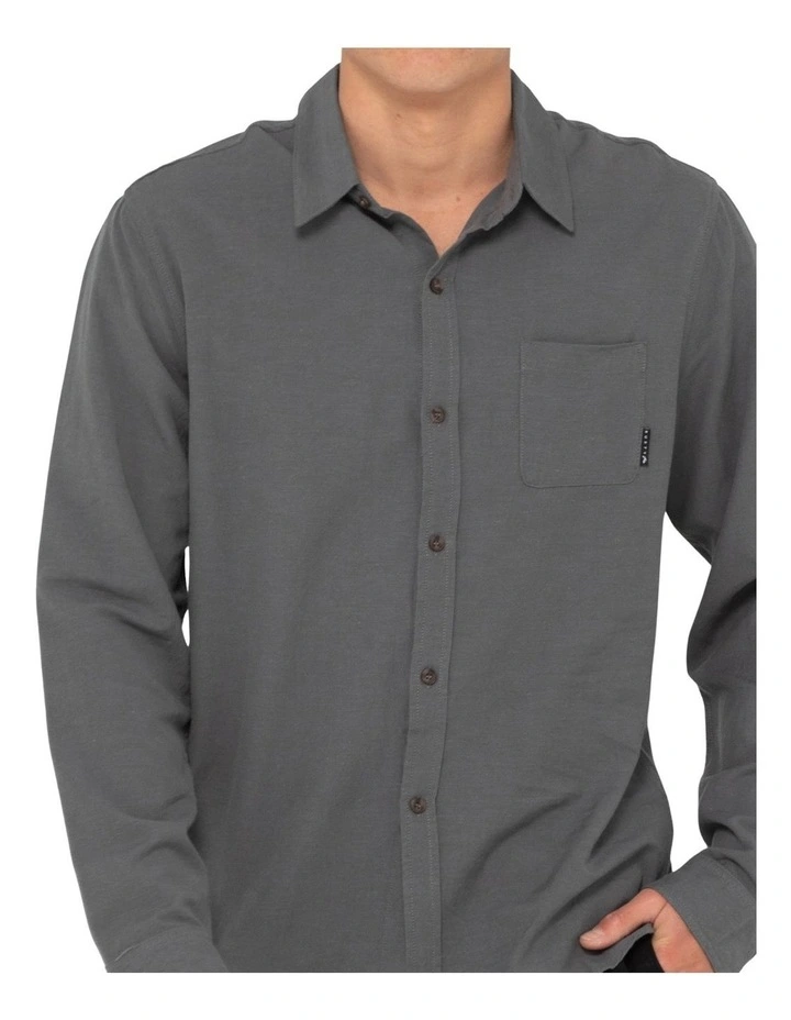 Rusty Overtone Long Sleeve Linen Shirt In Grey - Image 5
